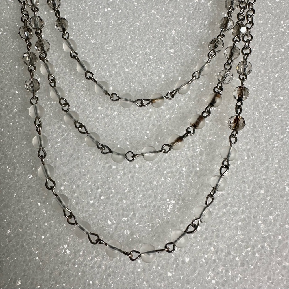 Silver tone & faceted bead multi strand necklace. Goes with any color. - Picture 3 of 6